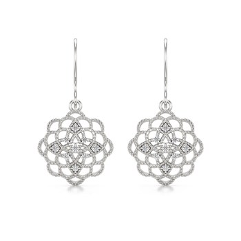 Boucles d'oreille ADEN Or 585 Blanc Diamant 4.646grs