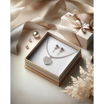 Collier Pendentif Coeur en Diamant avec Chaîne en Argent 925 - 1.862gr | Aden Boutique