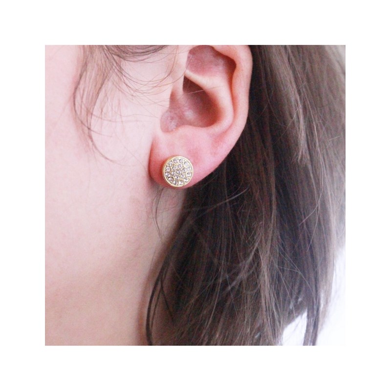 Boucles d'oreilles Round - Doré et Cristal - vue 2