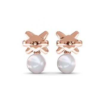 Chris Pearl Earrings - Rose Gold and Crystal