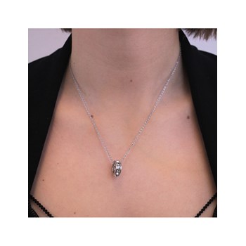 Square Roller Pendant - Silver and Crystal