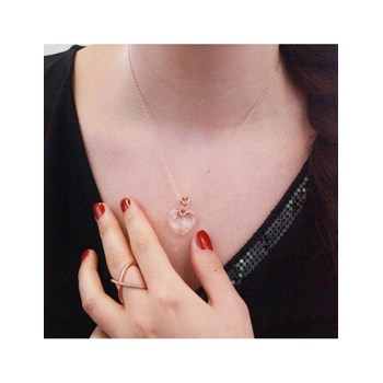 Pendentif Cheery heart - Or Rosé et Cristal