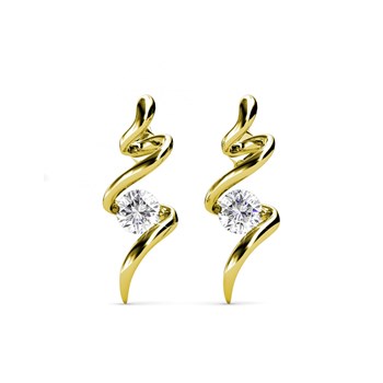 Boucles d'oreilles Spiral - Doré et Cristal