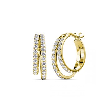 Boucles d'oreilles Duo Circlet - Doré et Cristal