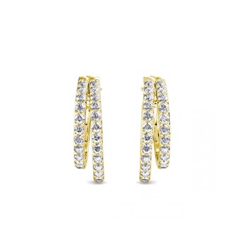 Boucles d'oreilles Duo Circlet - Doré et Cristal