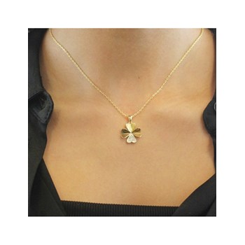 Pendants Clover Petal - Gold and Crystal