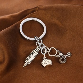 Porte-clés 3 pendentifs thème médical, médecin, infirmière
