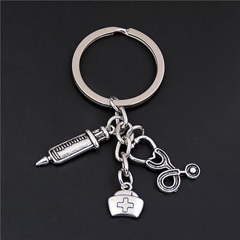 Porte-clés 3 pendentifs thème médical, médecin, infirmière