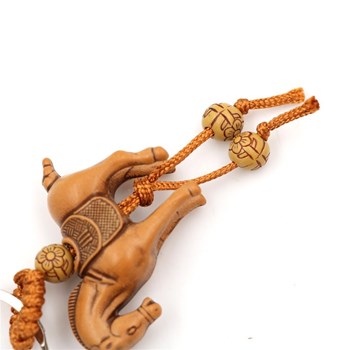 Porte-clés cheval sculpté perle fleur vintage