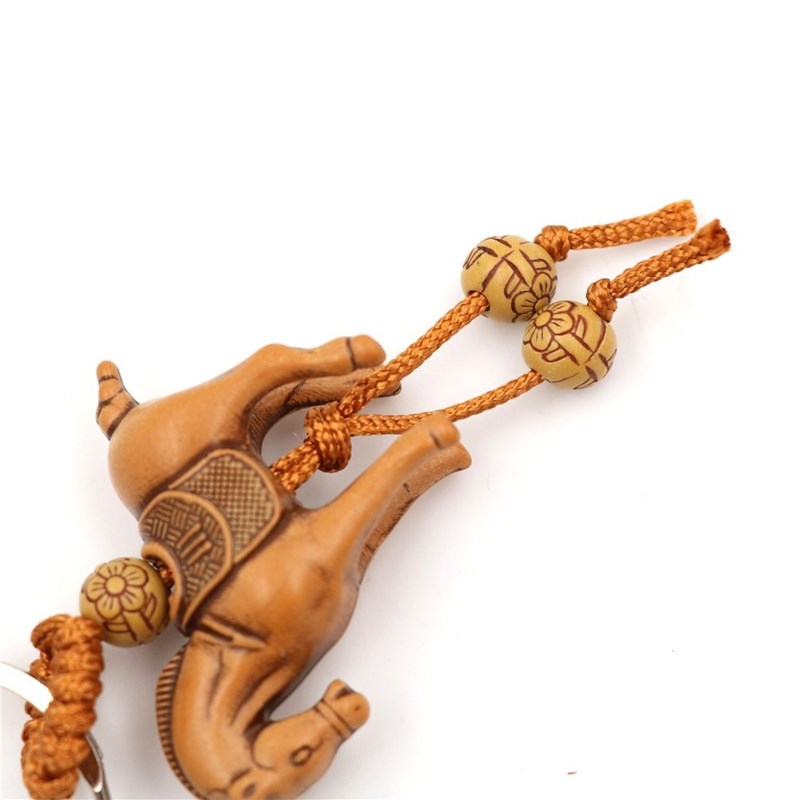 Porte-clés cheval sculpté perle fleur vintage - vue 2