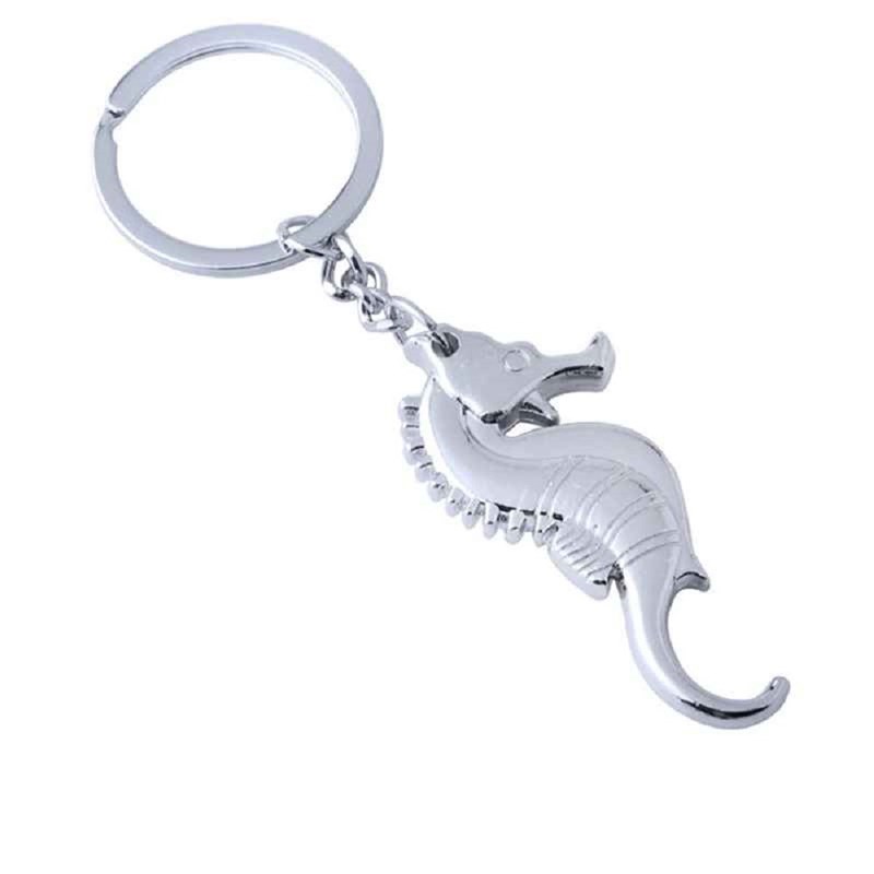 Porte-clés hippocampe cheval de mer argenté