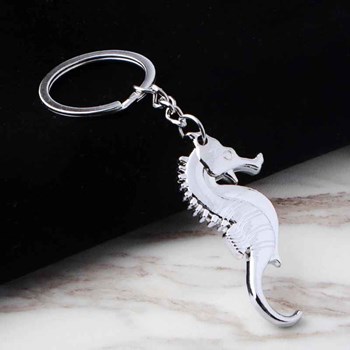 Porte-clés hippocampe cheval de mer argenté