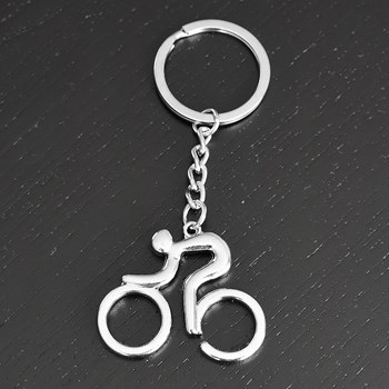 Porte-clés vélo et cycliste argenté