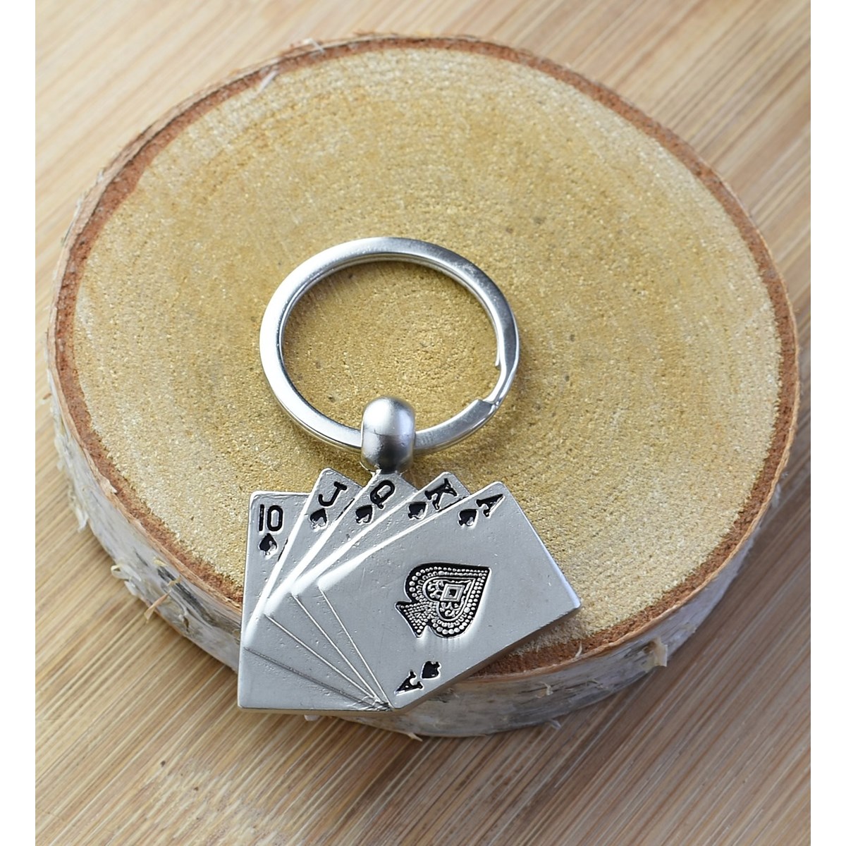 Porte-clés jeu de cartes poker argenté - vue 4