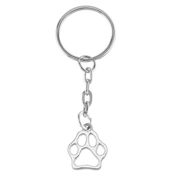 Porte-clés patte coussinet chien chat argenté