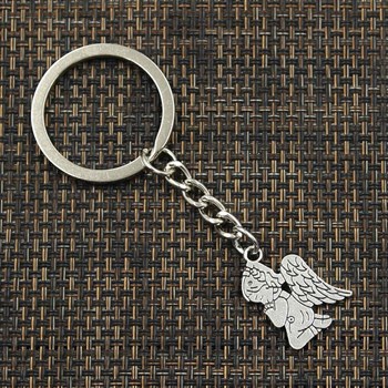 Porte-clés ange enfant qui prie à genoux argenté
