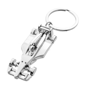 Formula 1 racing car key ring, silver