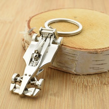 Formula 1 racing car key ring, silver