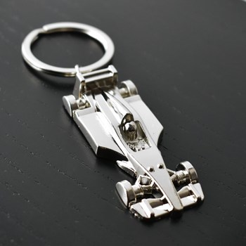 Formula 1 racing car key ring, silver