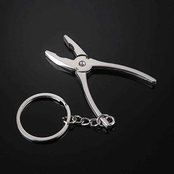 Porte-clés pince à bec outil bricolage argenté