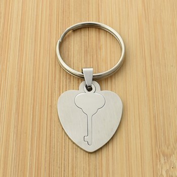 Key ring heart key removable plate stainless steel