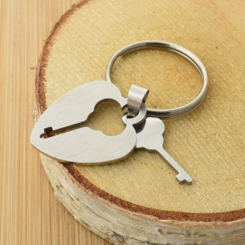 Key ring heart key removable plate stainless steel