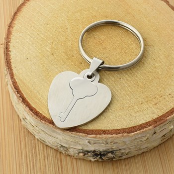 Key ring heart key removable plate stainless steel