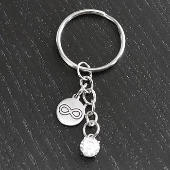 Infinity medal and zirconium oxide key ring