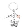 Porte-clés fée papillon et perle à facette rose argenté - vue V1