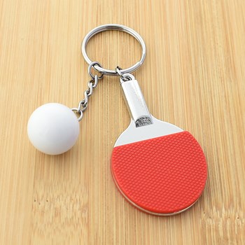 Porte-clés raquette de ping-pong tennis de table argenté