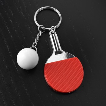Porte-clés raquette de ping-pong tennis de table argenté
