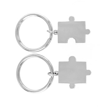 Puzzle key ring set of 2 friendship couple steel
