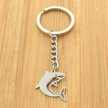 Origami shark steel key ring