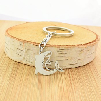 Origami shark steel key ring