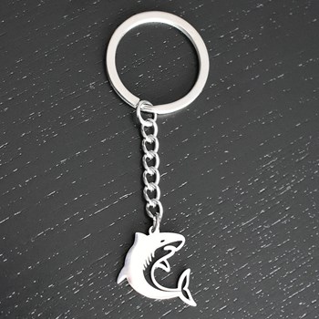 Origami shark steel key ring