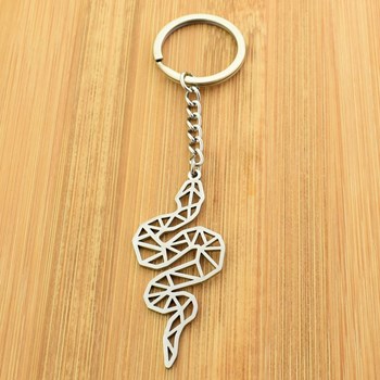 Origami steel snake key ring