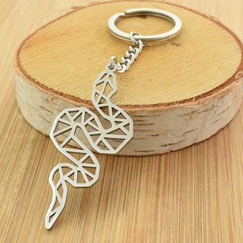 Origami steel snake key ring