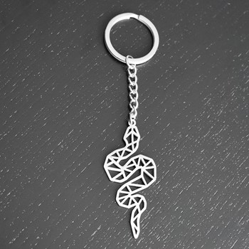 Origami steel snake key ring