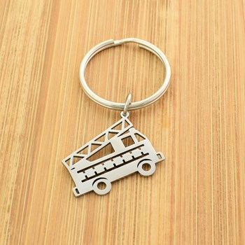 Origami steel fire truck key ring