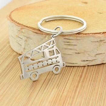 Origami steel fire truck key ring