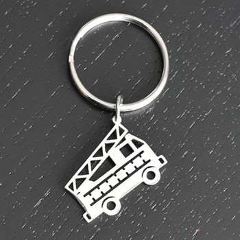 Origami steel fire truck key ring