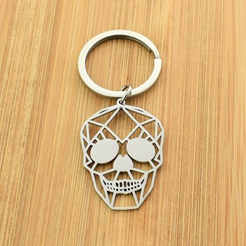 Origami steel skull keyring