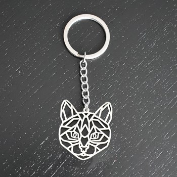 Origami steel cat key ring