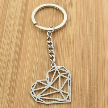 Origami heart steel key ring