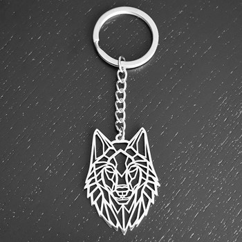 Origami wolf key ring steel