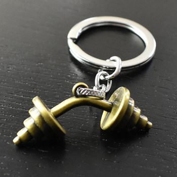 Dumbbell key ring, antique gold color