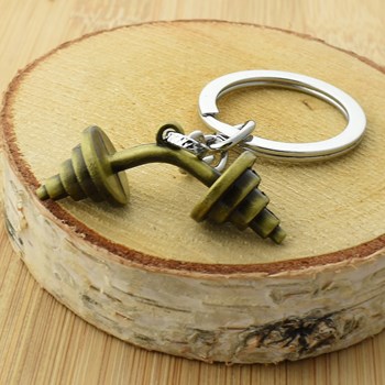 Dumbbell key ring, antique gold color