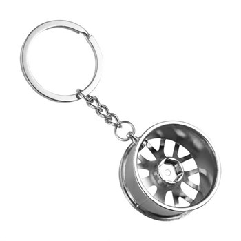 Car rim keyring Silver color