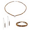 Collier, bracelet et boucles d'oreilles Lumia en pierres Oeil de Tigre - vue V1