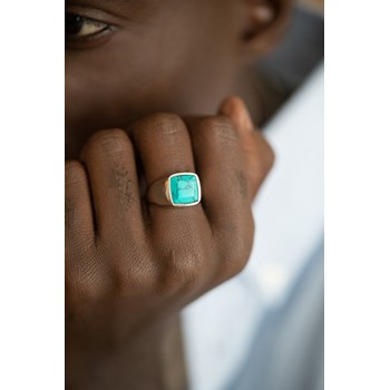 Chevalière Aristide en Acier 316L avec turquoise bleu turquoise